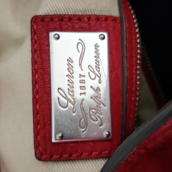 Lauren Ralph Lauren Red Pebbled Leather Bag - Picture 7 of 17